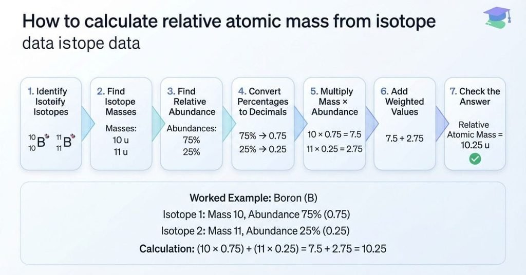 How to calculate relative atomic mass step by step using isotope abundance