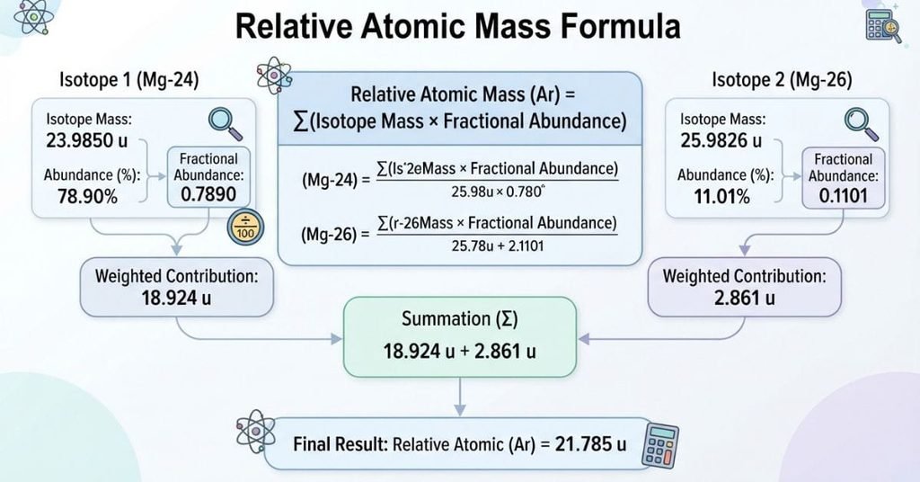 Relative atomic mass formula with isotope abundance calculation