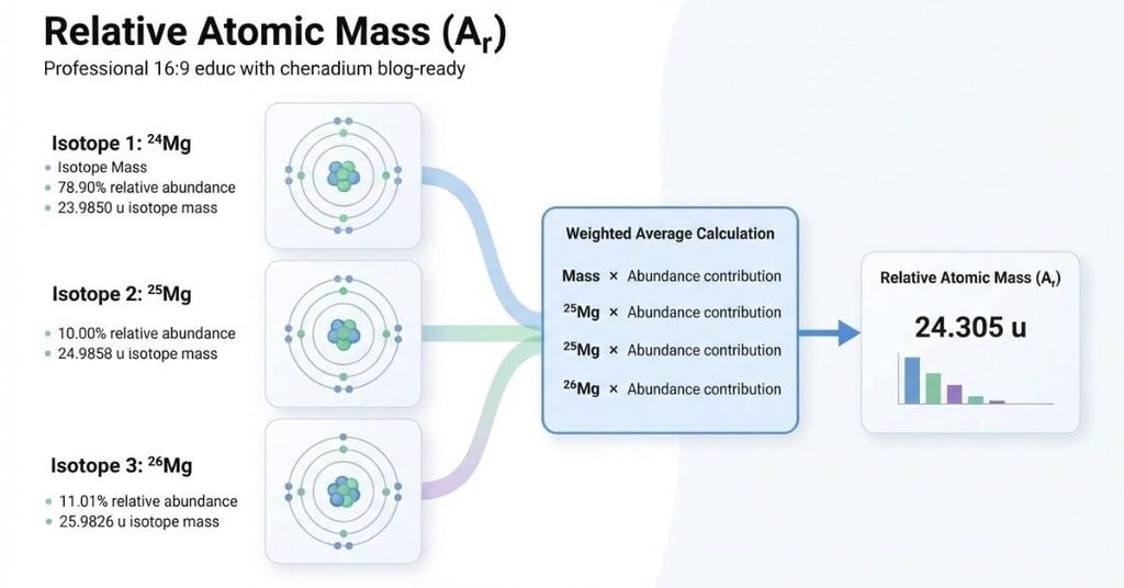 Relative atomic mass explained using isotope masses and abundances