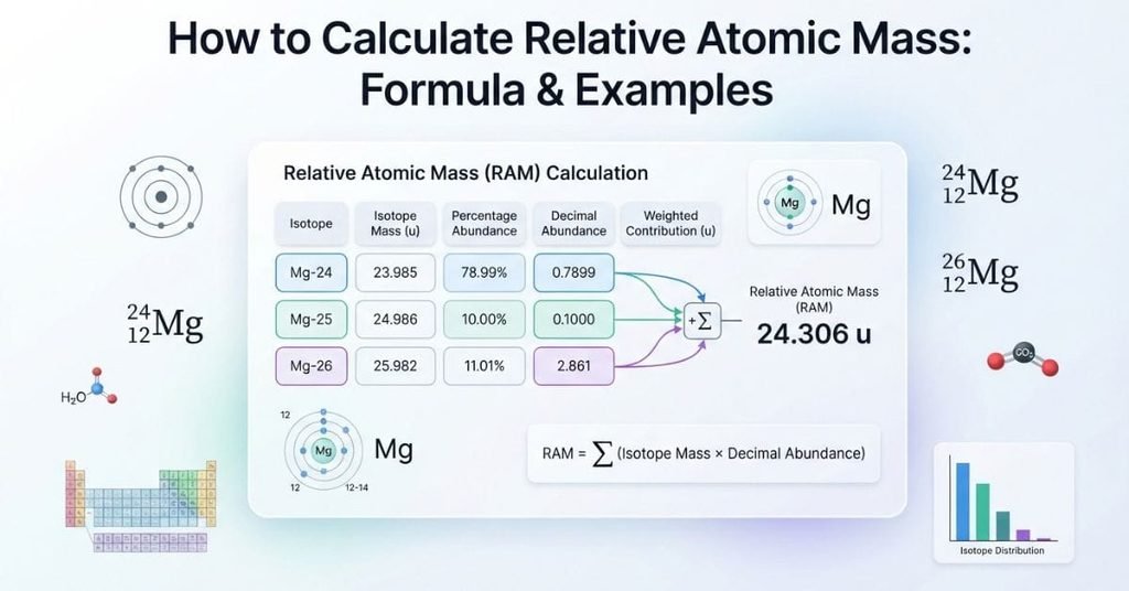 How to calculate relative atomic mass using isotope masses and abundance